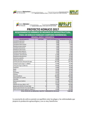 La asociación de cultivos permite un equilibrio entre las plagas y las enfermedades que
propicia la producción agroecológica y eso es muy beneficioso
 