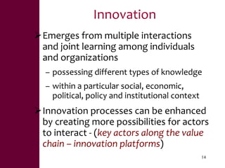 Value chains, innovation systems and action research:  From principles to practice 