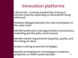 Value chains, innovation systems and action research:  From principles to practice 