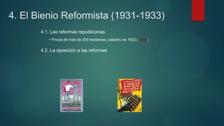 4. El Bienio Reformista (1931-1933)
4.1. Las reformas republicanas
• Fincas de más de 200 hectáreas, catastro de 1932 (mapa)
4.2. La oposición a las reformas
 