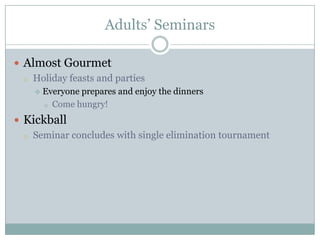 Sewing machines providedIntermediate T’ai ChiGentle warm ups