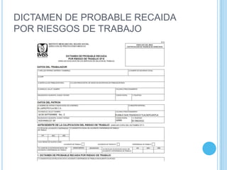 DICTAMEN DE PROBABLE RECAIDA POR RIESGOS DE TRABAJO