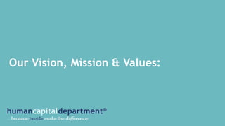 Our Vision, Mission & Values:
 