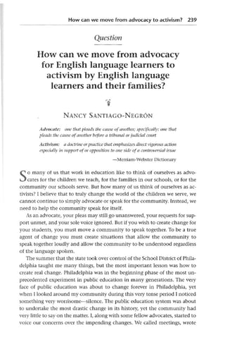 Moving From Advocacy to Activism for English Language Learners