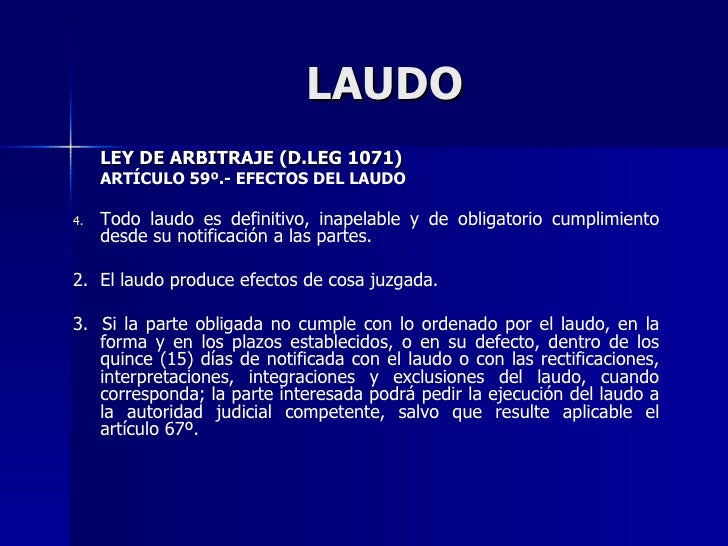 El laudo arbitral y su ejecución