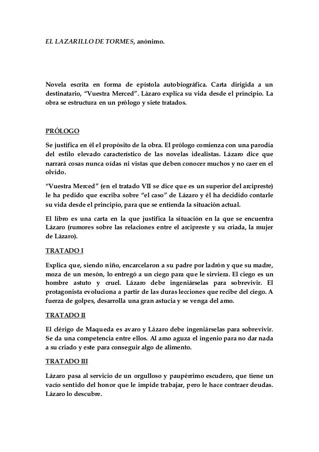 Resumen Capitulo 1 Lazarillo De Tormes