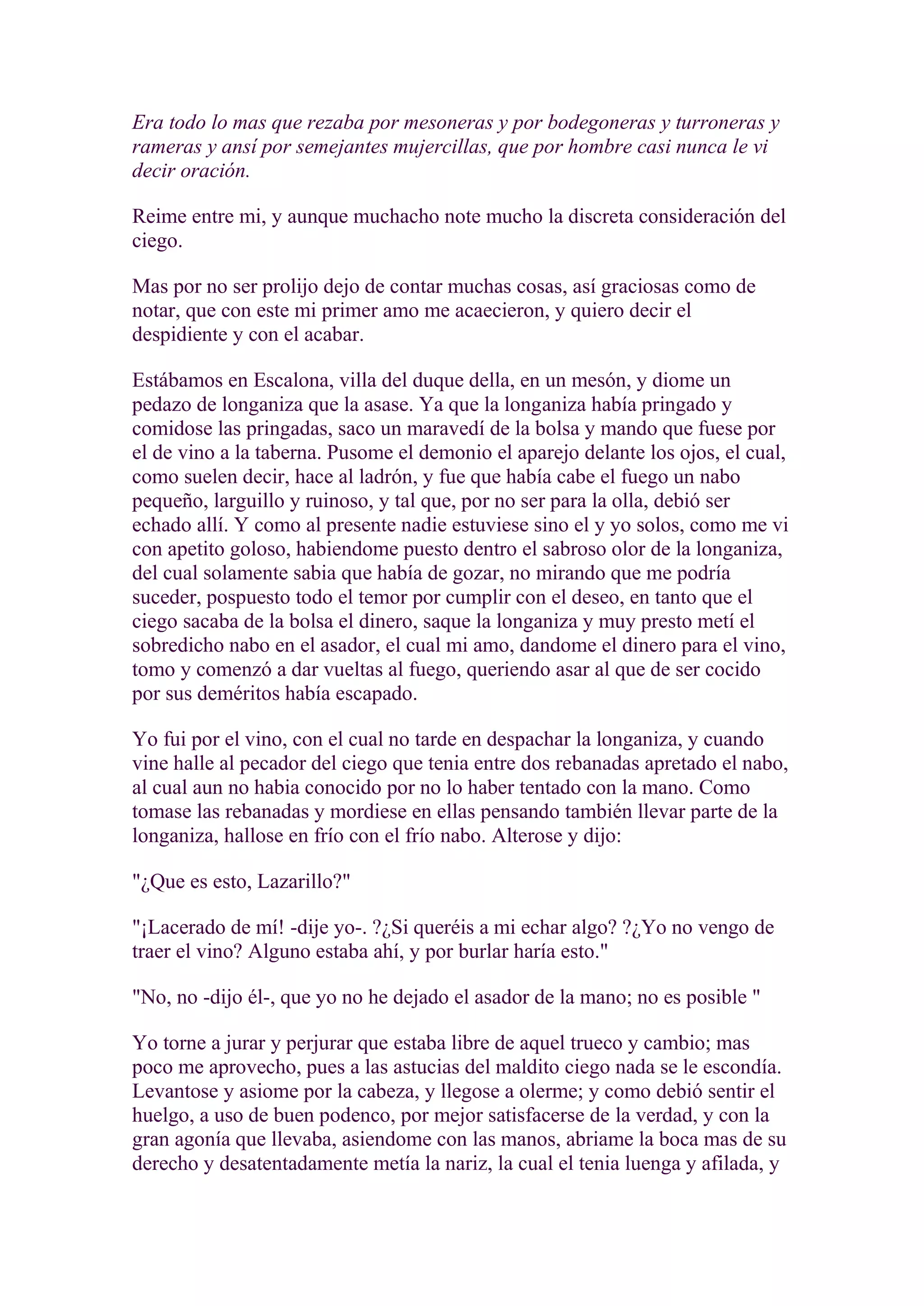 El lazarillo de tormes tratado primero | DOCX