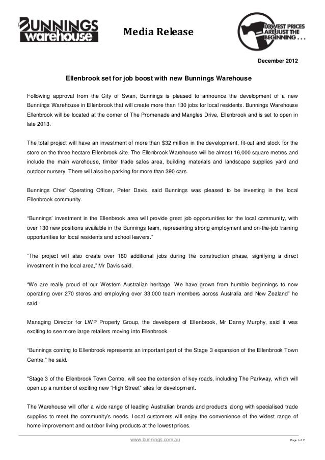 Ellenbrook set for job boost with new bunnings warehouse