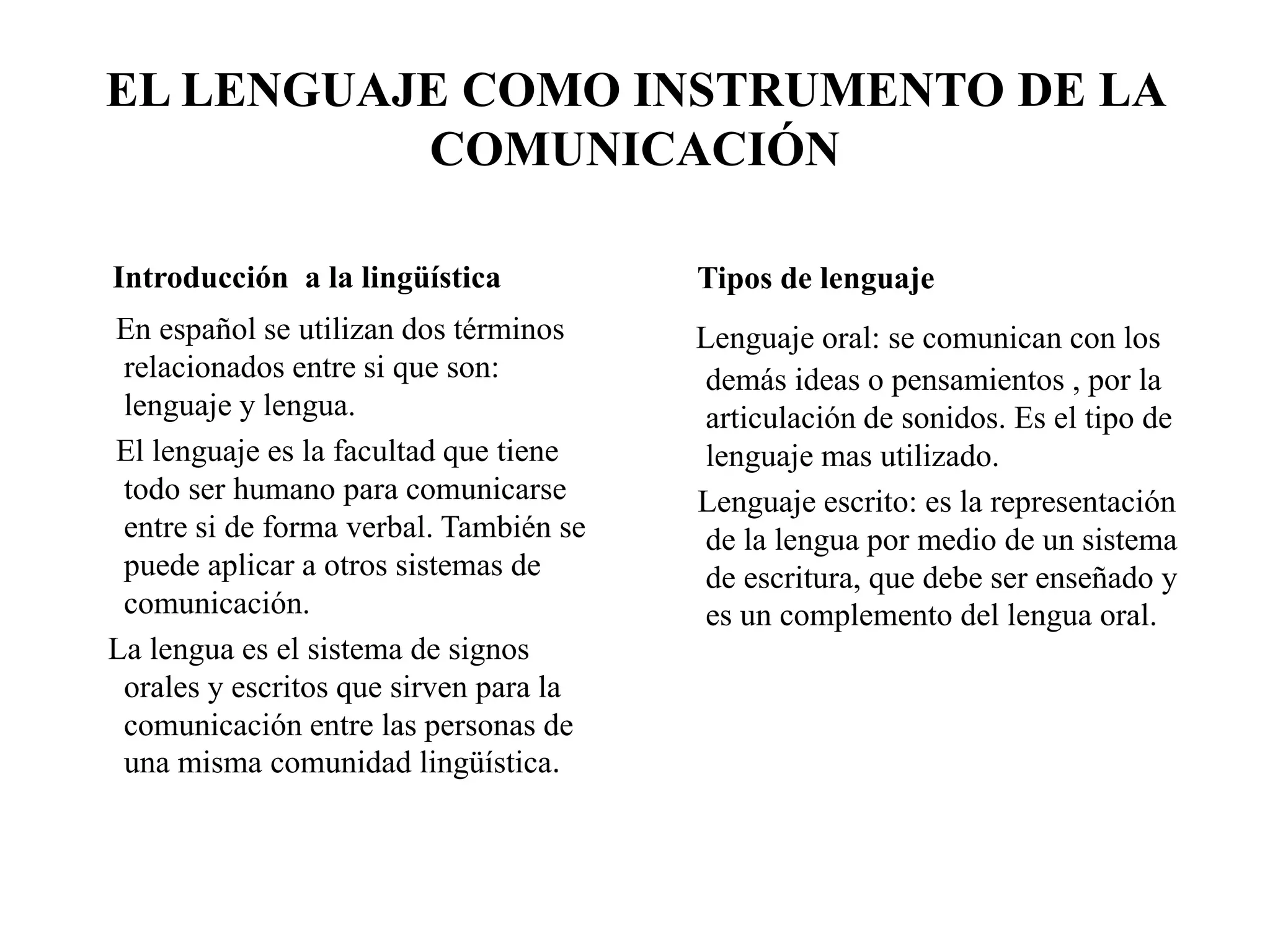 El lenguaje como instrumento de la comunicación | PPTX