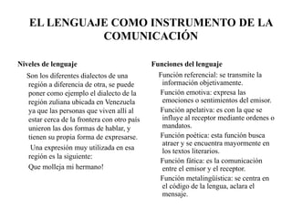 El lenguaje como instrumento de la comunicación | PPTX