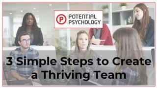 3 Simple Steps to Create
a Thriving Team
 