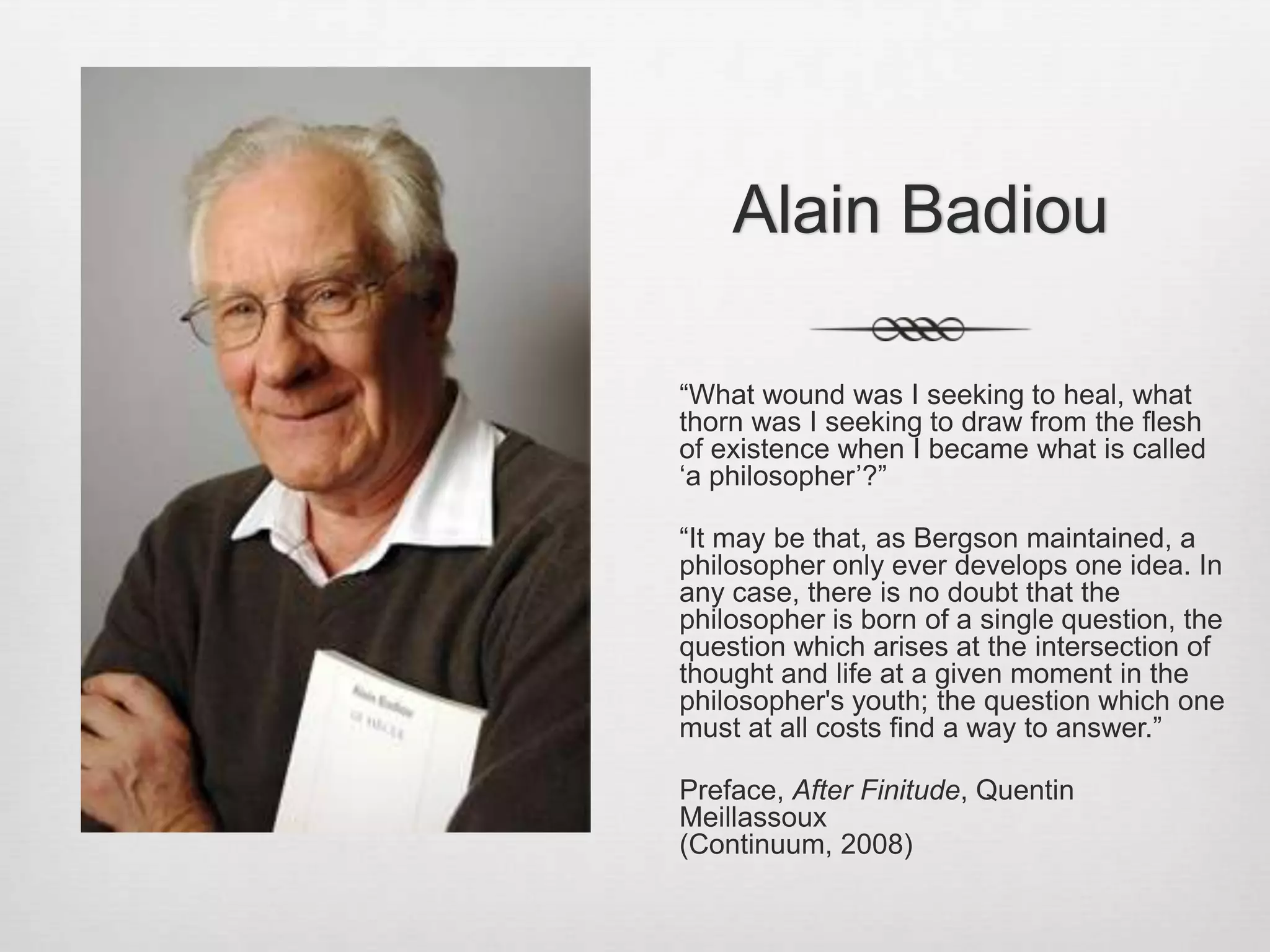 Réflexions« On ne peut comprendre les troubles psychiques du dehors » mais par « un effort constant pour saisir la situation de base et pour la revivre », ce qui nous rapprochera au « temps où la psychiatrie sera, enfin, humaine.»       —Jean-Paul Sartre à l’avant-propos de Raison et violence (Laing et Cooper,  1964)