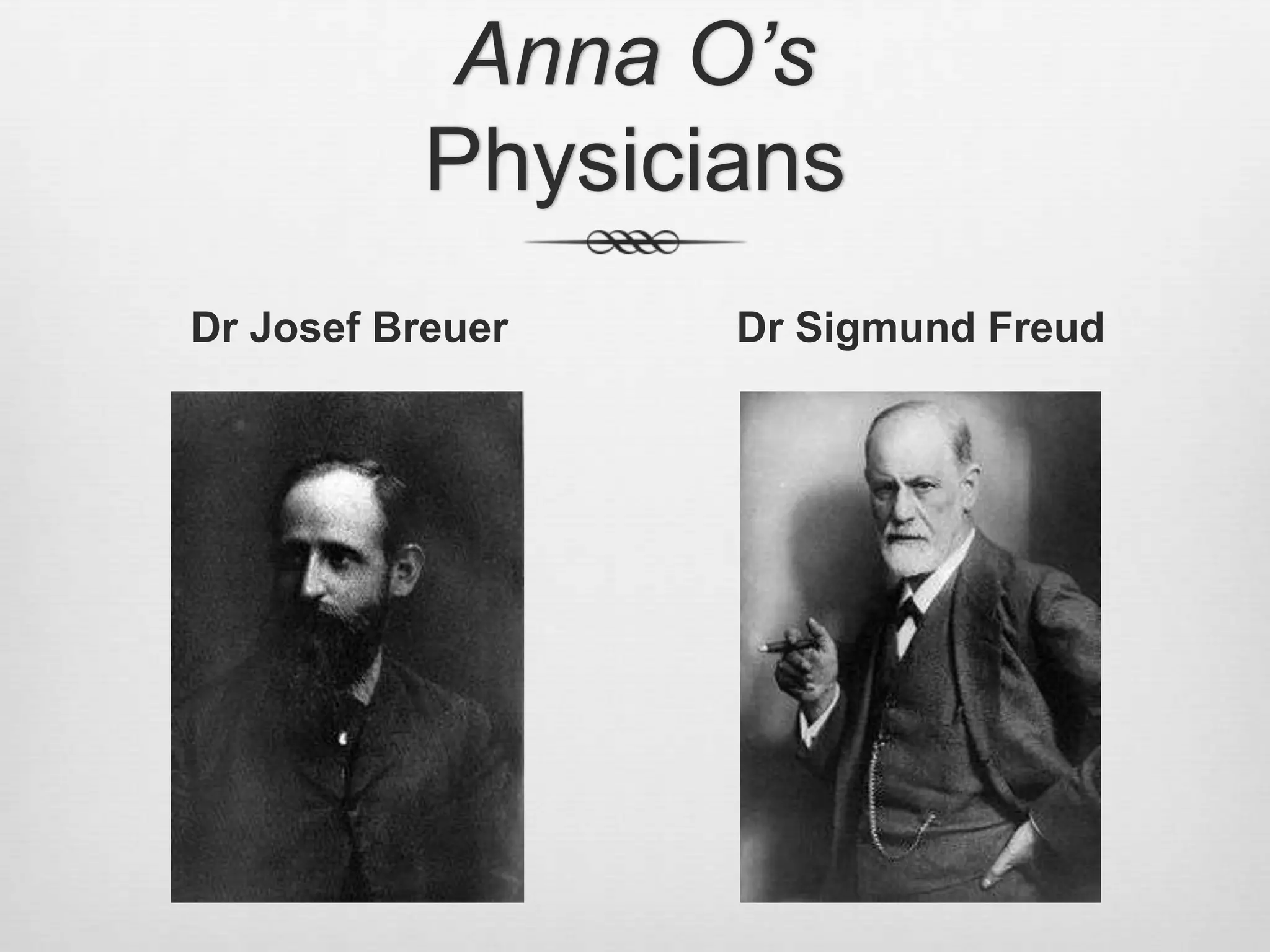 Anna O’sPhysiciansDr Josef BreuerDr Sigmund Freud