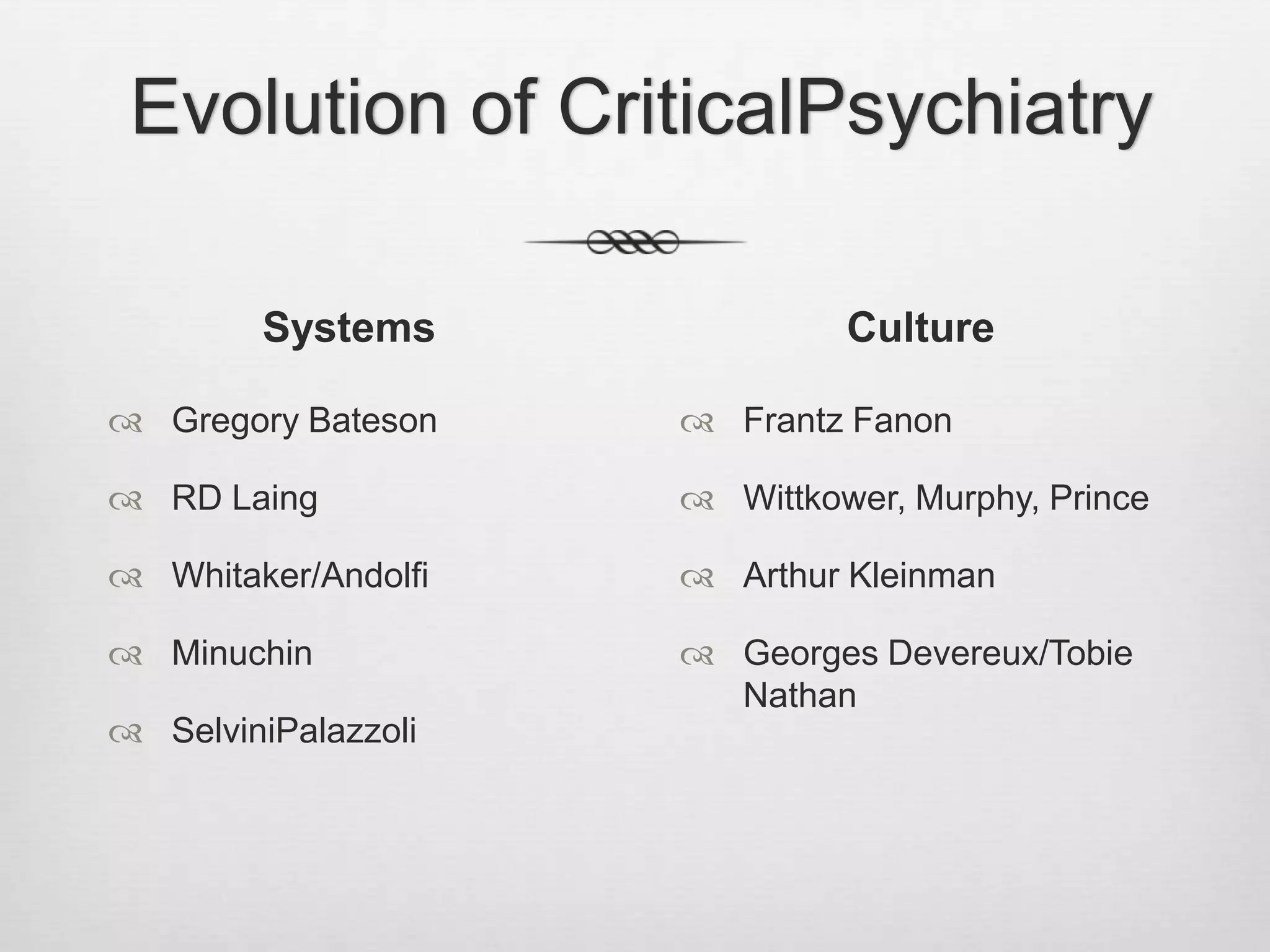Existential PsychiatryEugène Minkowski (1885-1972)« Je donne une œuvre subjective ici, œuvre cependant qui tend de toutes ses forces vers l'objectivité. »I amoffering a subjective workhere, whichaimsneverthelesstowardobjectivitywith all its force. FoundedL’Évolution psychiatrique