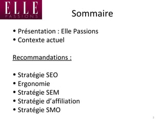 Recommandations SEO/SEM/SMO