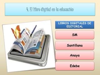 4. El libro digital en la educación
LIBROS DIGITALES DE
EDITORIAL
SM
Santillana
Anaya
Edebe
 