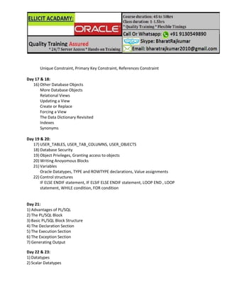 Ellicit plsql syllabus | PDF
