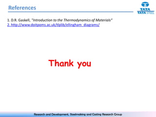 References
1. D.R. Gaskell, "Introduction to the Thermodynamics of Materials“
2. http://www.doitpoms.ac.uk/tlplib/ellingham_diagrams/




                          Thank you




                Research and Development, Steelmaking and Casting Research Group
 