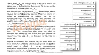 Τελικά, πότε __0__ να κάνουμε ντουζ, το πρωί ή το βράδυ; Δεν
έχουν όλοι οι άνθρωποι την ίδια άποψη. Ας δούμε, λοιπόν,
ποια είναι τα πλεονεκτήματα σε __1__.
Ένα ντουζ το πρωί μάς «ξυπνάει» __2__ από τον καφέ, επειδή
τονώνει την κυκλοφορία του αίματος. Μας δίνει επίσης τον
χρόνο να οργανώσουμε τις σκέψεις μας και να
προγραμματίσουμε τις δουλειές μας, πριν ξεκινήσει μια
μεγάλη και δύσκολη ημέρα. Όλη αυτή η διαδικασία μάς κάνει
__3__ λιγότερο άγχος.
Το βραδινό ντουζ, πάλι, είναι ένας πολύ καλός τρόπος για να
χαλαρώσουμε μετά από μια δύσκολη μέρα στη δουλειά ή μετά
από __4__ στο γυμναστήριο. Δίνει σήμα στο σώμα να
ξεκινήσει την παραγωγή μιας ουσίας που μας βοηθάει να
κοιμηθούμε. Έτσι, μας __5__ και βελτιώνει την ποιότητα του
ύπνου μας.
Βέβαια, οι συνήθειες του καθενός μας στο ντουζ είναι μια
πολύ προσωπική υπόθεση. Είτε κάνουμε πρωινό είτε βραδινό
ντουζ, όμως, οι ειδικοί __6__ να μη χρησιμοποιούμε
καθημερινά αφρόλουτρα ή σαπούνι. Οι χημικές ουσίες που
περιέχουν μπορεί __7__ προβλήματα στο δέρμα.
Γιώργος Π. Μαρκατάτος, Δάσκαλος ΤΕΓ Λέονμπεργκ
 