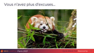 Paris 2021 #seocamp
Cycle Black Hat 33
Vous n’avez plus d’excuses...
 