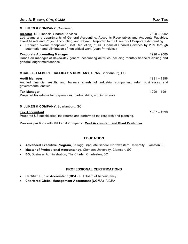 elliott john a resume may 2012 big 4 accounting resumes