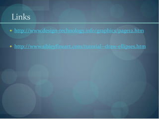 Links
 http://www.design-technology.info/graphics/page12.htm


 http://www.sibleyfineart.com/tutorial--draw-ellipses.htm
 