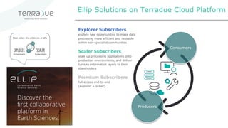 Ellip Solutions on Terradue Cloud Platform
Explorer
Subscribers
Scaler
Subscribers
Value Adders who collaborate on ellip
P...