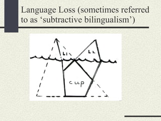 Language Loss (sometimes referred to as ‘subtractive bilingualism’) 