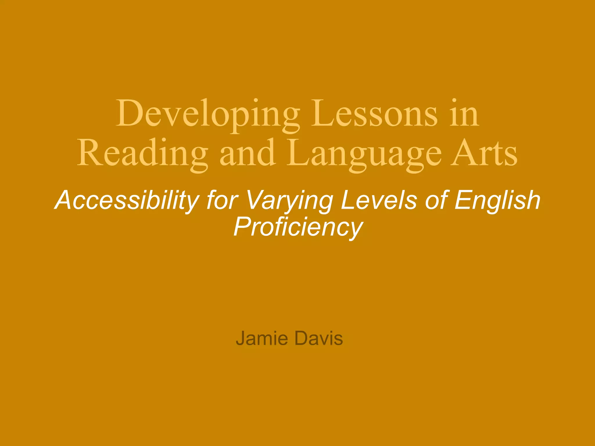 Teaching Reading To English Language Learners PPT Teaching reading to english language learners ppt