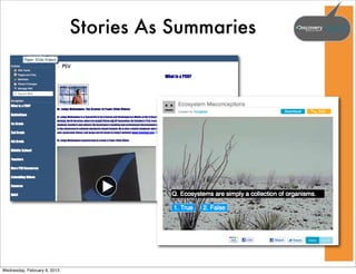 Stories As Summaries




Wednesday, February 6, 2013
 