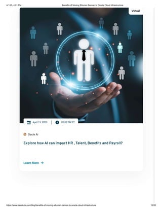 Benefits of Moving Ellucian Banner to Oracle Cloud