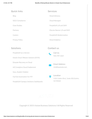 Benefits of Moving Ellucian Banner to Oracle Cloud