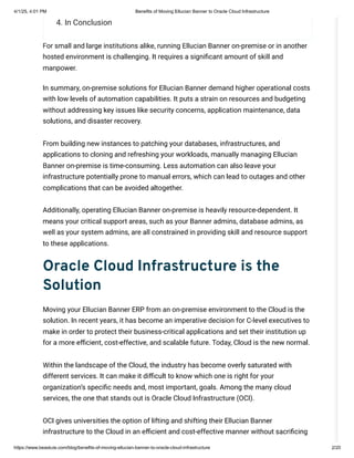 Benefits of Moving Ellucian Banner to Oracle Cloud
