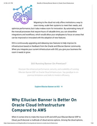 Benefits of Moving Ellucian Banner to Oracle Cloud
