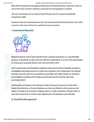 Benefits of Moving Ellucian Banner to Oracle Cloud