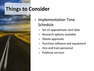 Things to Consider Tutor selectionWho is tech and subject savvy?Who is available to tutor and when?Scheduling (hours/availability)What are the hours?Balance between tutor availability and student needDuring on-campus hours and/or extended hours