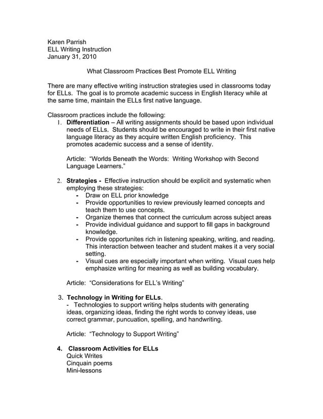 ELL Writing Strategies