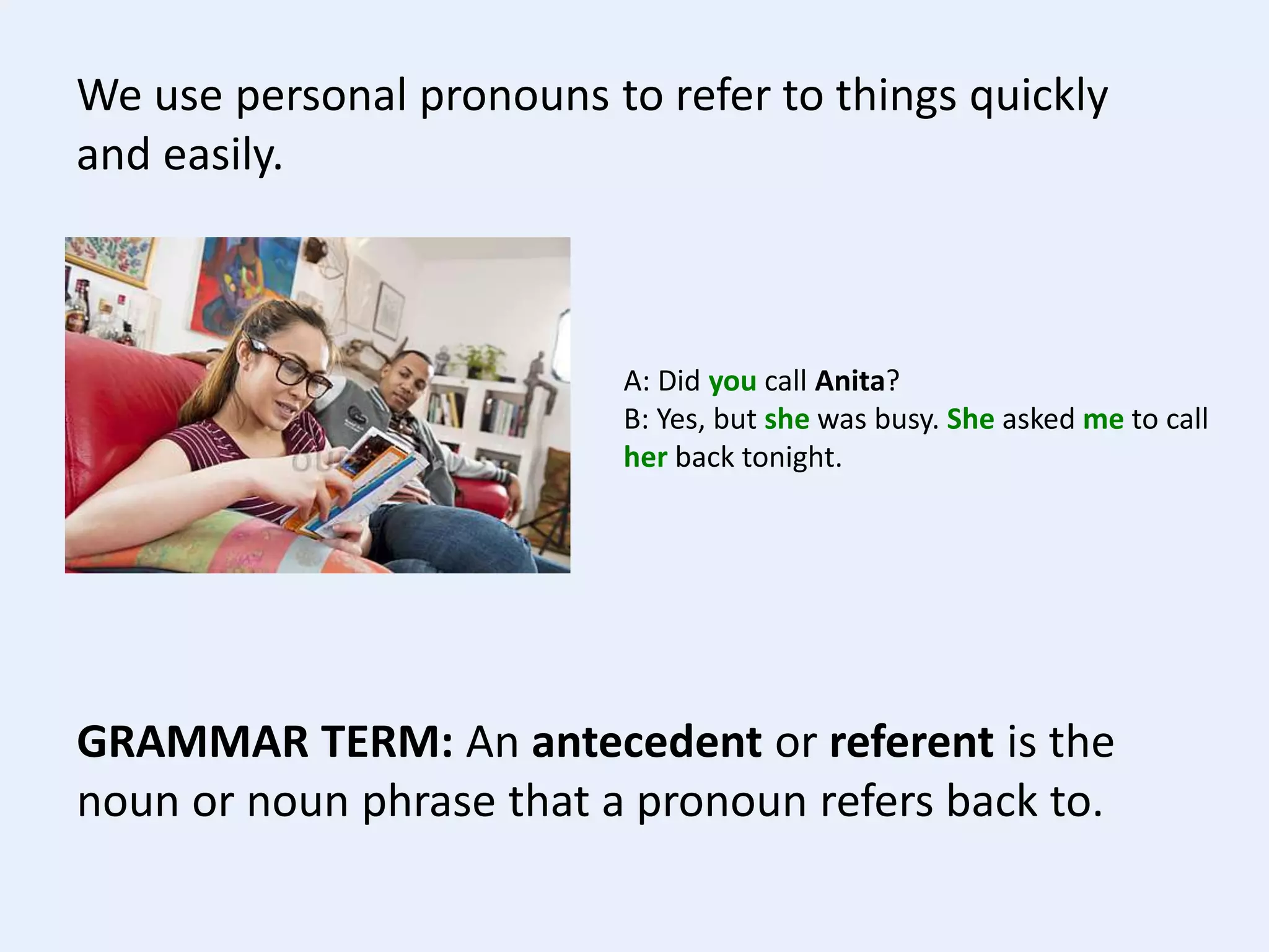 7-2 Personal Pronouns and Possessive Determiners | PPTX
