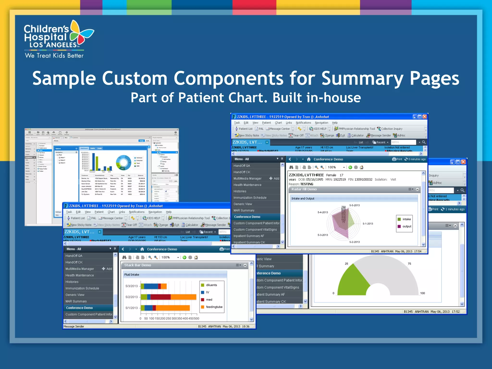 Sample Custom Components for Summary Pages
Part of Patient Chart. Built in-house
 