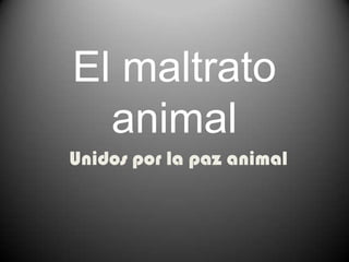 El maltrato
  animal
Unidos por la paz animal
 