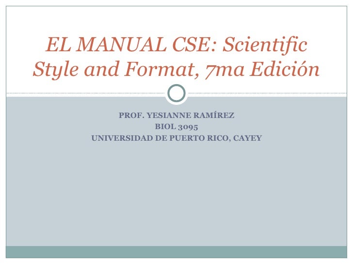 el manual cse cse scientific style and format