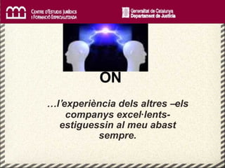 ON  … l ’ experiència dels altres  – els companys excel·lents- estiguessin al meu abast sempre. 