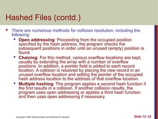Elmasri Navathe Primary Files database A | PPTX