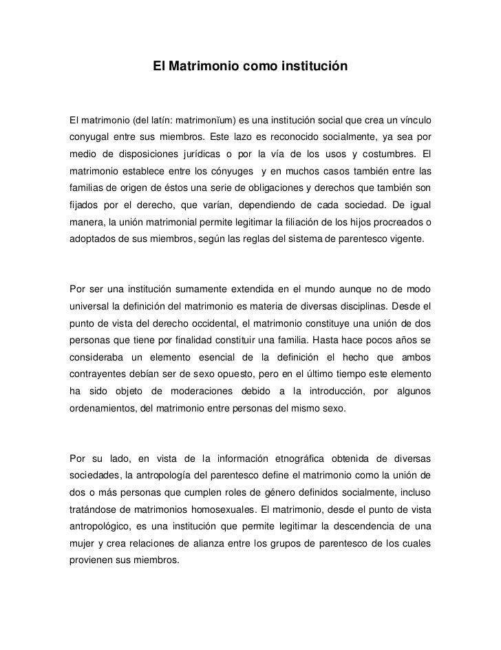 El matrimonio como institución