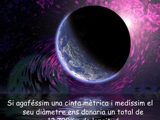 Si agaféssim una cinta mètrica i medíssim el seu diàmetre ens donaria un total de 12.700Km de longitud 