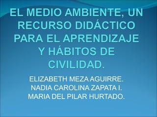 ELIZABETH MEZA AGUIRRE. NADIA CAROLINA ZAPATA I. MARIA DEL PILAR HURTADO. 