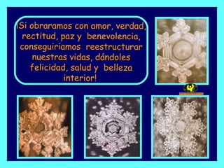 ¡Si obraramos con amor, verdad, rectitud, paz y  benevolencia, conseguiriamos  reestructurar nuestras vidas, dándoles felicidad, salud y  belleza interior!   