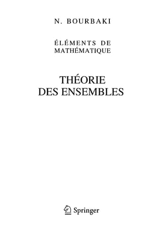 Eléments de mathématique théorie des ensembles - bourbaki | PDF