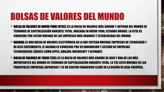 ¿Qué es el mercado y la bolsa de valores? | PPT