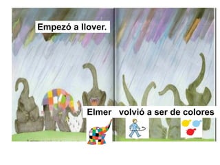 Empezó a llover.
Elmer volvió a ser de colores
 